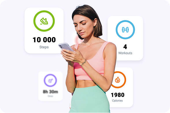 Woman using fitness app